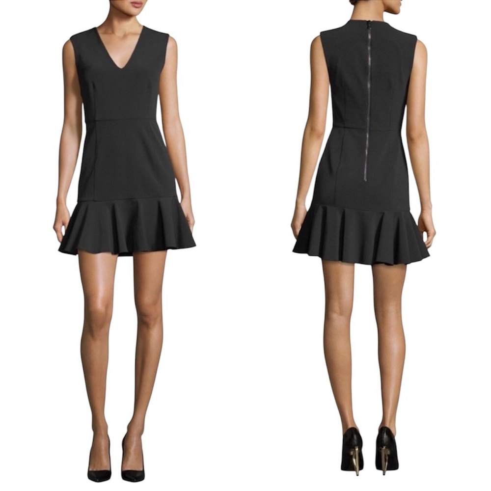 VERONICA BEARD U Neck Black Flounce Dress 6 NWOT